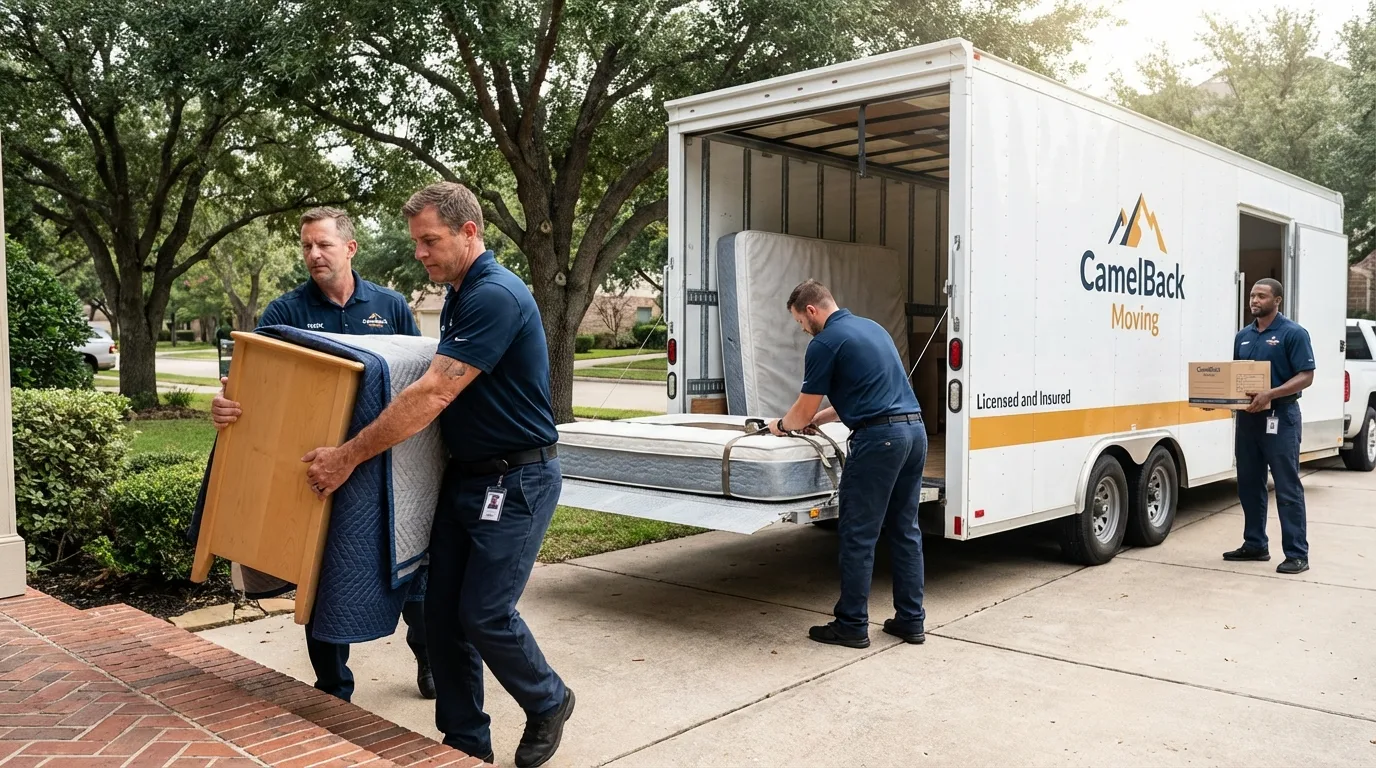 Crew loading residential truck for cross-state move from Epping, NH